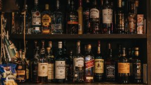 the aldgate british pub interior whisky assortment